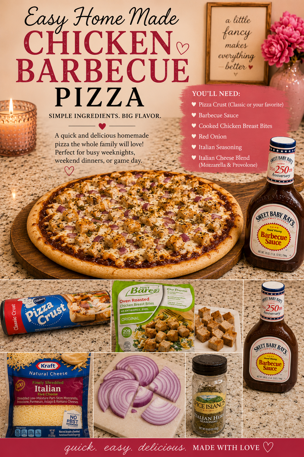 Easy Chicken Barbecue&nbsp;Pizza